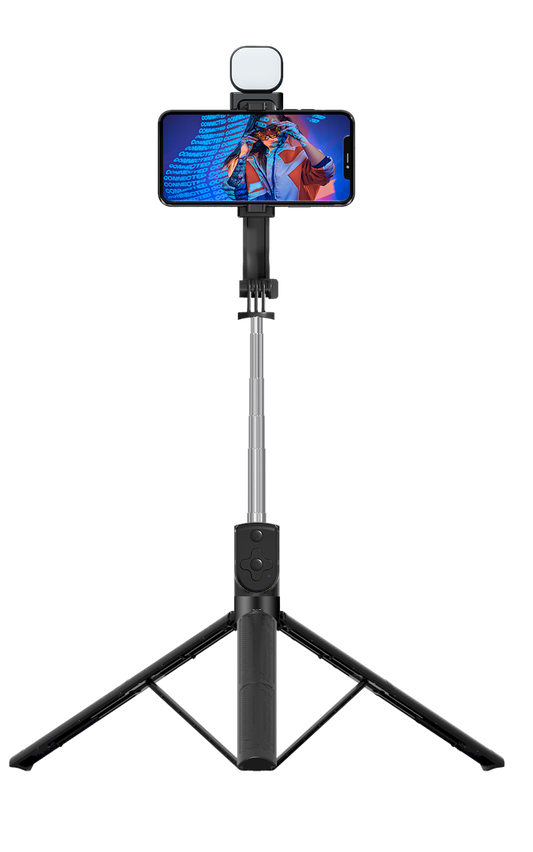 BT11 Extendable Selfie Stick Tripod with Wireless Remote and Tripod Stand