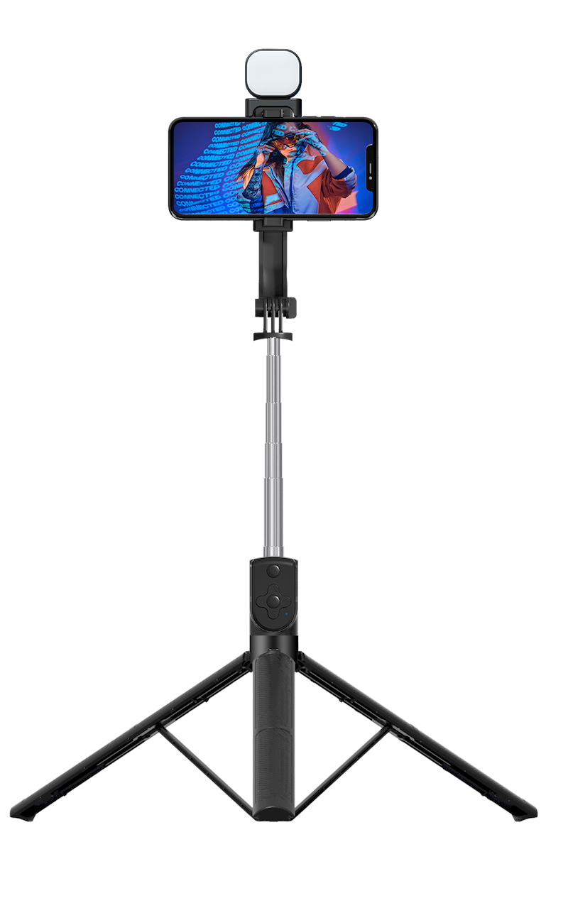 BT11 Extendable Selfie Stick Tripod with Wireless Remote and Tripod Stand